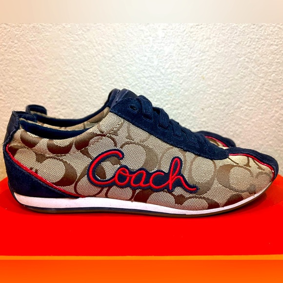 COACH monogram and suede sneakers. 💙❤️ - Picture 1 of 6